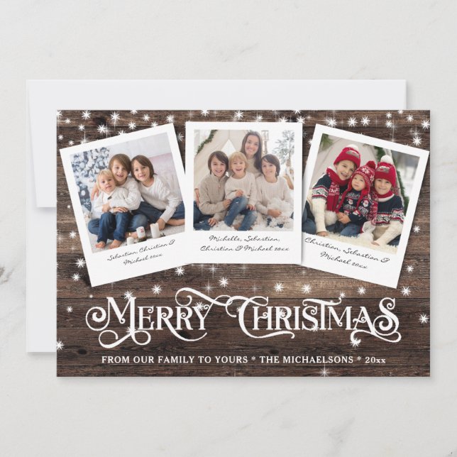 Cartes Pour Fêtes Annuelles Rustique Pays Bois Joyeux Noël Photo (Devant)