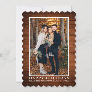Cartes Pour Fêtes Annuelles Rustique Pays Bois Joyeux Vacances Photo