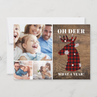 Cartes Pour Fêtes Annuelles Rustique Personnalisé Oh Deer Photo Collage