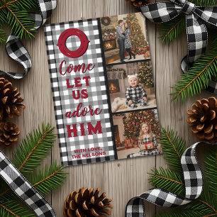 Cartes Pour Fêtes Annuelles Rustique Plaid Buffalo Venez, Adorons-Le Photo