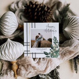 Cartes Pour Fêtes Annuelles Rustique Plaid Green Photo de vacances