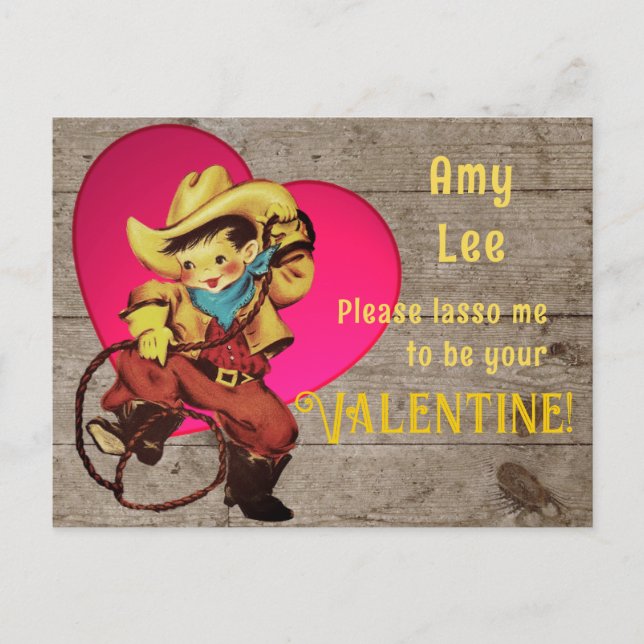 Cartes Pour Fêtes Annuelles Rustique Retro Cowboy Valentine (Devant)