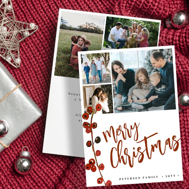 Cartes Pour Fêtes Annuelles Rustique sainte baie 6 photo collage Joyeux Noël (Créateur téléchargé)