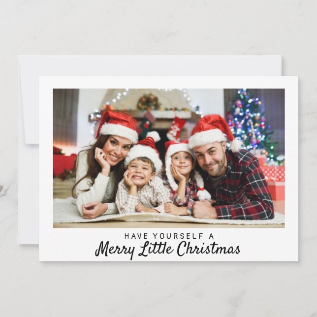 Cartes Pour Fêtes Annuelles Rustique Tartan Photo Joyeux Noël Typographie (Devant)