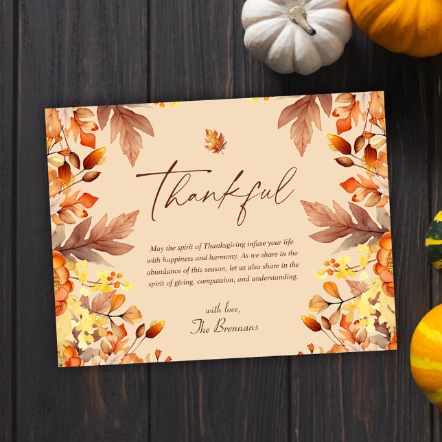 Cartes Pour Fêtes Annuelles Rustique Thanksgiving Fall Grâces (Rustic Thanksgiving Fall Thankful Holiday Postcard)
