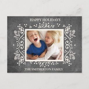 Cartes Pour Fêtes Annuelles Rustique Vintage Chalkboard photo Joyeux jours fér