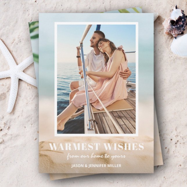 Cartes Pour Fêtes Annuelles Sable et plage de mer Photo Noël (Créateur téléchargé)