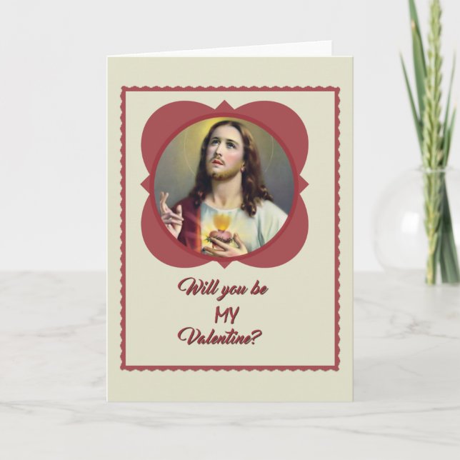 Cartes Pour Fêtes Annuelles Sacré Coeur Jésus Valentin (Devant)