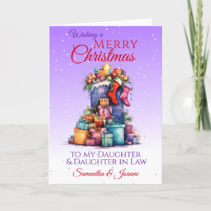 Cartes Pour Fêtes Annuelles Sacs de Noël Purple Fille & Fille En Droit
