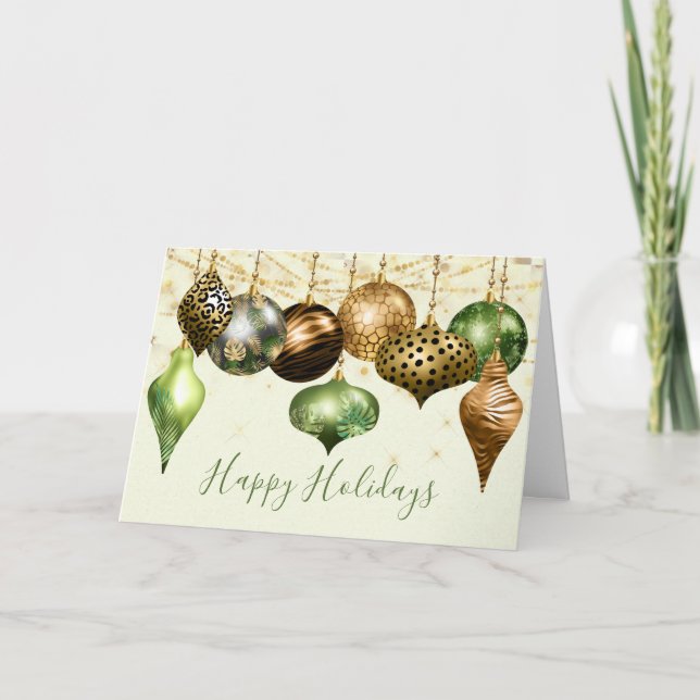 Cartes Pour Fêtes Annuelles Safari Gold Orament Photo Noël (Devant)