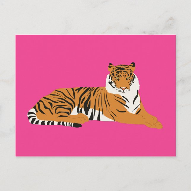 Cartes Pour Fêtes Annuelles Safari Jungle rose Orange animal tigre (Devant)