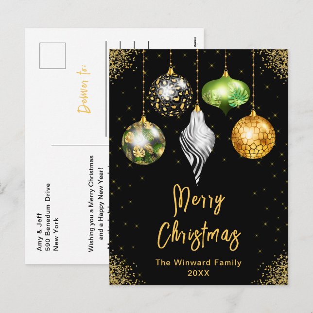 Cartes Pour Fêtes Annuelles Safari Print Ornaments Merry Christmas (Devant / Derrière)