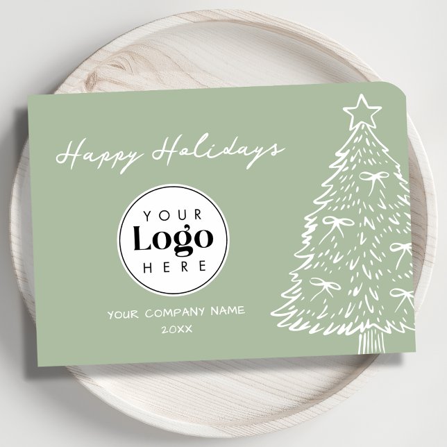 Cartes Pour Fêtes Annuelles Sage Custom Logo Christmas Business Thank You Card (Créateur téléchargé)
