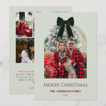 Sage Élégant Nœud Famille Photo de Noël