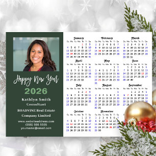 Cartes Pour Fêtes Annuelles Sage Green 2026 Calendrier Business Photo Simple