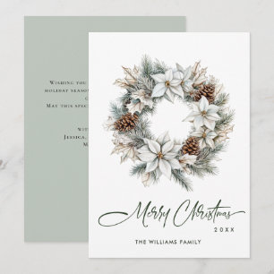 Cartes Pour Fêtes Annuelles Sage Green Boho Pine Cônes Christmas Wreath