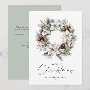 Cartes Pour Fêtes Annuelles Sage Green Boho Pine Cônes Christmas Wreath