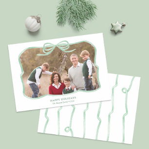 Cartes Pour Fêtes Annuelles Sage Green Bow Ribbon Frame Joyeux Noël Photo