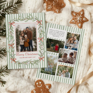 Cartes Pour Fêtes Annuelles Sage Green Family Photo Christmas Holiday Card