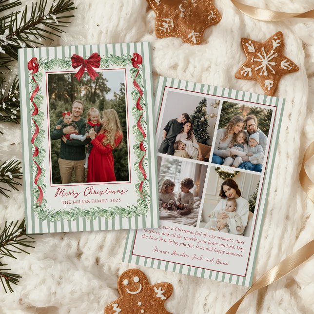 Cartes Pour Fêtes Annuelles Sage Green Family Photo Christmas Holiday Card (Créateur téléchargé)