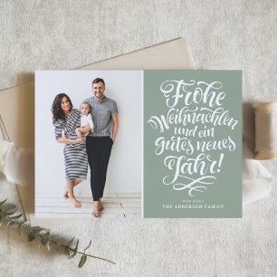 Cartes Pour Fêtes Annuelles Sage Green Frohe Weihnachten Calligraphie
