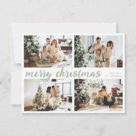 Cartes Pour Fêtes Annuelles Sage Green Joyeux Noël Calligraphie Quatre photos