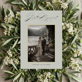 Cartes Pour Fêtes Annuelles Sage Green Olive Branch Monogram Just Married