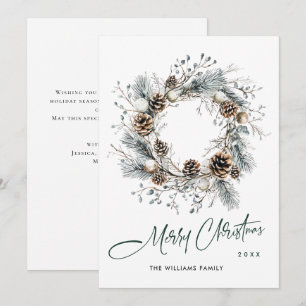 Cartes Pour Fêtes Annuelles Sage Green Pays Pine de Noël Cônes Wreath