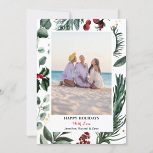 Cartes Pour Fêtes Annuelles Sage Green Pine Bough Red Berry Joyeux Noël