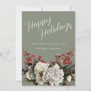 Cartes Pour Fêtes Annuelles Sage Green Société Élégante Nom Floral Heureux