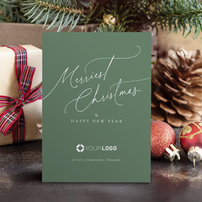 Cartes Pour Fêtes Annuelles Sage Minimal Script Merriest Christmas Company (Sage Minimal Script Merriest Christmas Company Holiday Card)