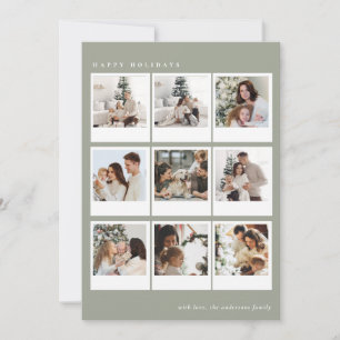 Cartes Pour Fêtes Annuelles Sage vert Simple collage photo Boho Noël