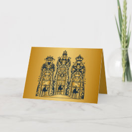 Cartes Pour Fêtes Annuelles Sages d'or et de la marine trois