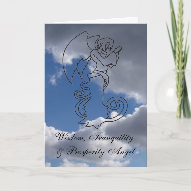 Cartes Pour Fêtes Annuelles Sagesse, tranquilité, et ange de prospérité (Devant)