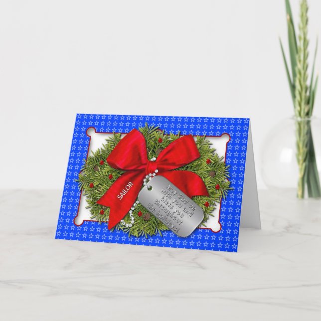 CARTES POUR FÊTES ANNUELLES SAILOR - VACANCES MILITAIRES - NOËL WREATH (Devant)