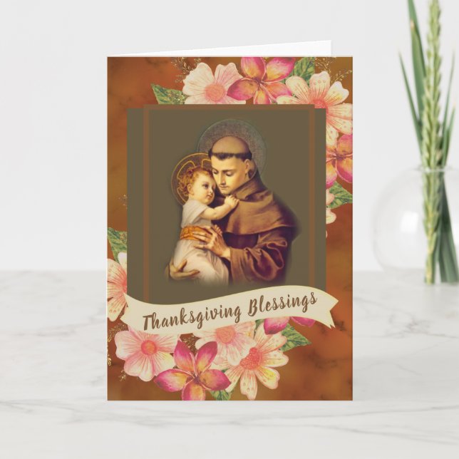 Cartes Pour Fêtes Annuelles Saint Antoine de Padoue Bébé Jésus Floral (Devant)