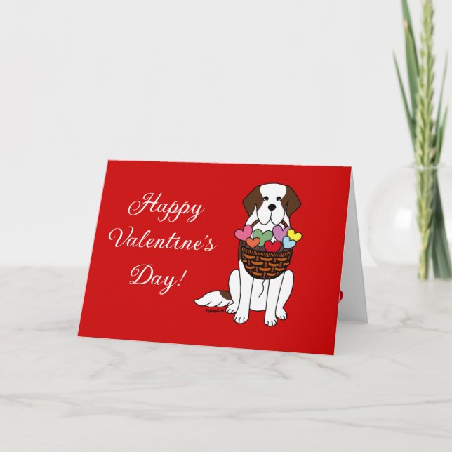 Cartes Pour Fêtes Annuelles Saint Bernard Cartoon pour la Saint-Valentin (Devant)
