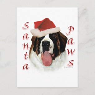 Cartes Pour Fêtes Annuelles Saint Bernard Père Noël Paws