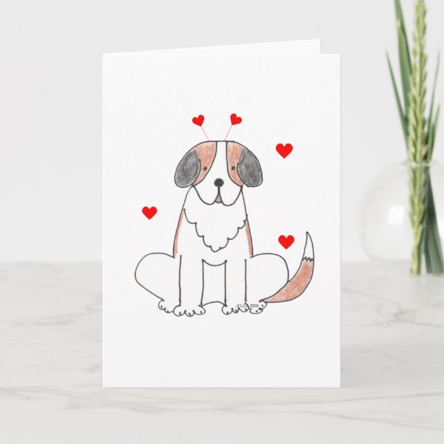 Cartes Pour Fêtes Annuelles Saint Bernard Valentine Ears (Devant)