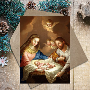 Cartes Pour Fêtes Annuelles Saint chrétien Nativité Manger Bethlehem