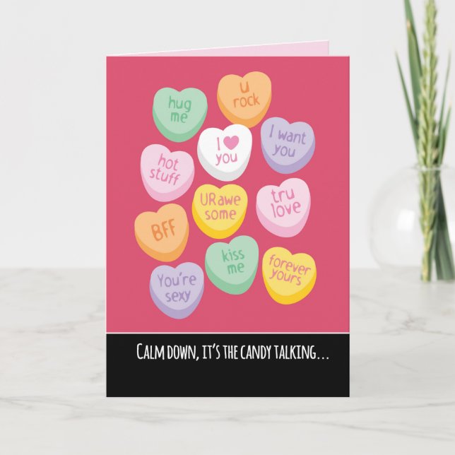 Cartes Pour Fêtes Annuelles Saint-Coeurs de bonbons mignons et amusants Saint- (Devant)