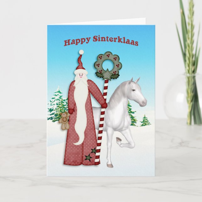 Cartes Pour Fêtes Annuelles Saint Nicolas, Cheval, Joyeux Sinterklaas (Devant)