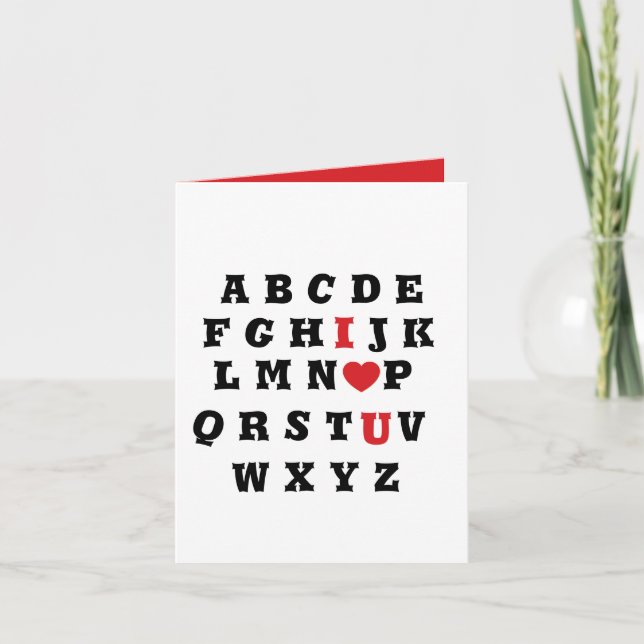 Cartes Pour Fêtes Annuelles Saint-Valentin 2026 alphabet j't'aime (Devant)