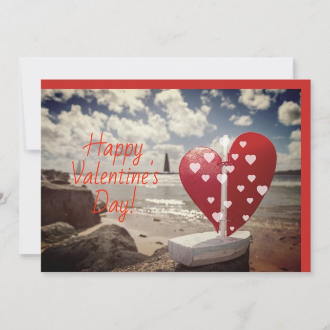 Cartes Pour Fêtes Annuelles Saint Valentin à la plage (Devant)