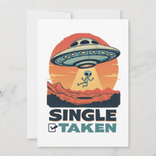 Cartes Pour Fêtes Annuelles Saint-Valentin Alien Vaisseau Spatial Célibataire 