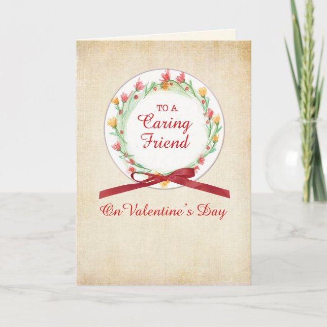Cartes Pour Fêtes Annuelles Saint Valentin Ami Wreath of Flowers (Devant)