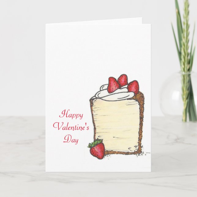 Cartes Pour Fêtes Annuelles Saint-Valentin Angel Food Cake Slice Strawberry (Devant)