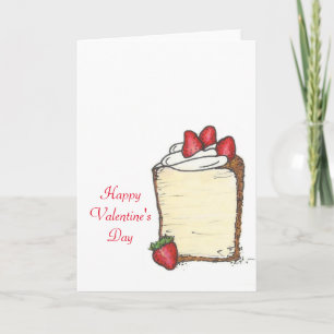 Cartes Pour Fêtes Annuelles Saint-Valentin Angel Food Cake Slice Strawberry