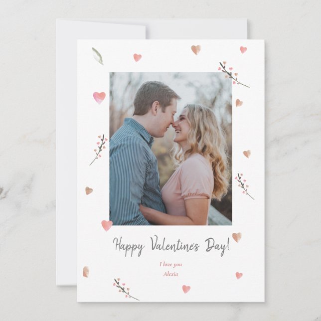 Cartes Pour Fêtes Annuelles Saint Valentin Aquarelle Coeurs Pastel Blush Love (Devant)