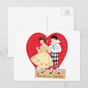 Cartes Pour Fêtes Annuelles Saint Valentin, Arlequin Vintage et Coeur